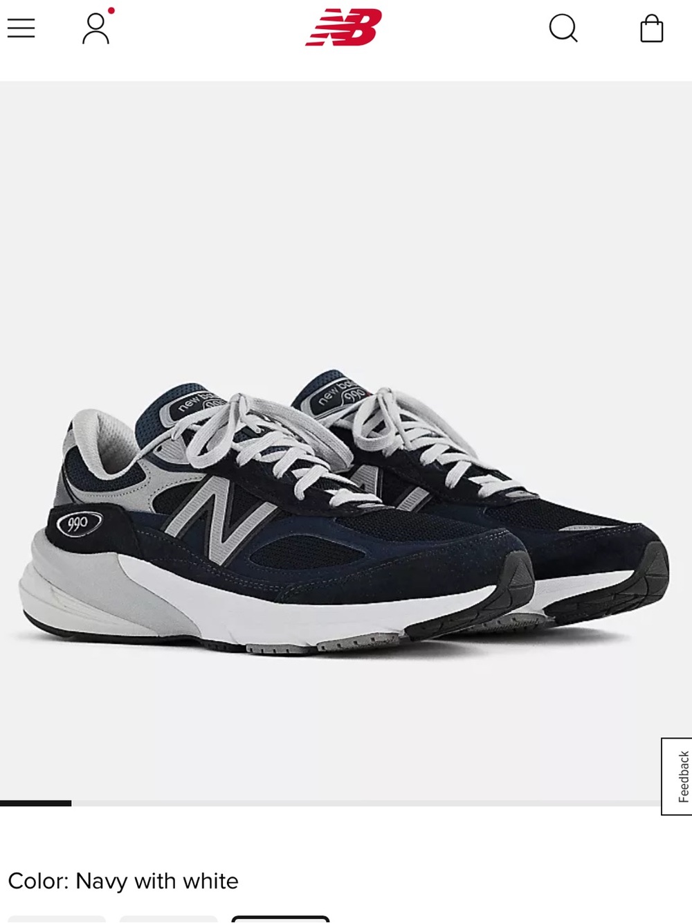 New Balance Navy and White 990v6 size 9.5